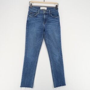 Reformation Womens Jeans‎ 25 Blue Mid Rise Slim Fray Raw Hem